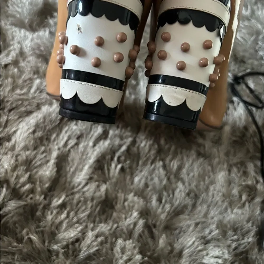 Red valentino runway dress shoes studded heels polka dot 3d ball baby doll pumps